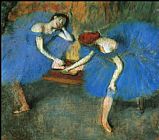 Edgar Degas Canvas Paintings - Two Dancers in Blue
